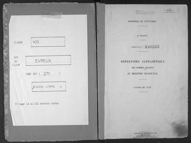 Subdivision Evreux. Répertoire alphabétique (1935)