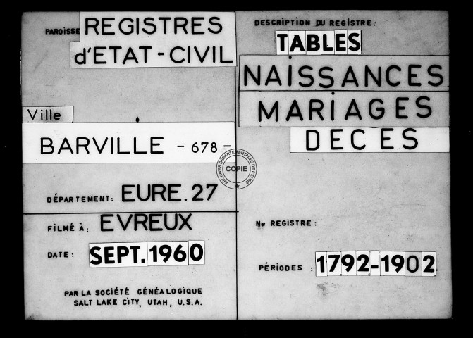Tables (1792-1902)