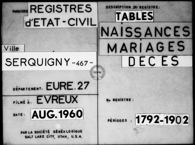 Tables (1792-1902)