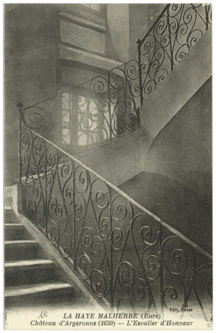 Haye-Malherbe (La). Château d'Argeronne (1650) - L'Escalier d'Honneur.