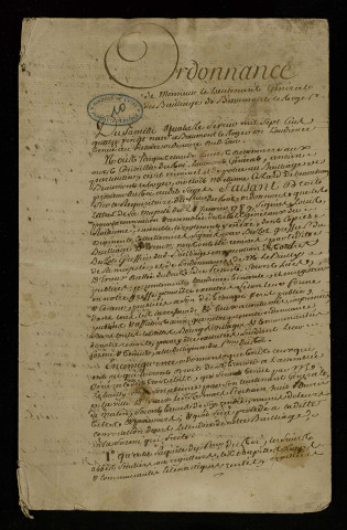 Ordonnance du lieutenant général de Beaumont.