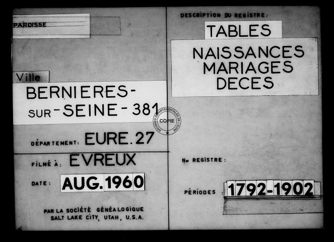 Tables (1792-1902)