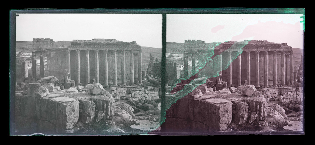 Ruines et vestiges du temple de Bacchus à Baalbeck (Liban).