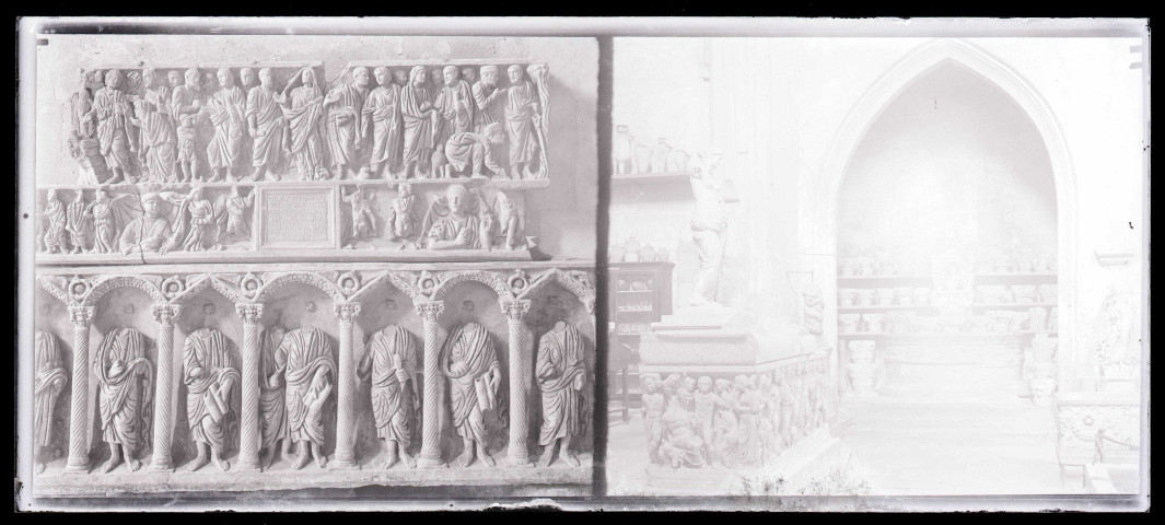 Tombeau des douze apôtres de l'ancienne église Sainte-Anne (musée lapidaire) d'Arles (Bouches-du-Rhône).