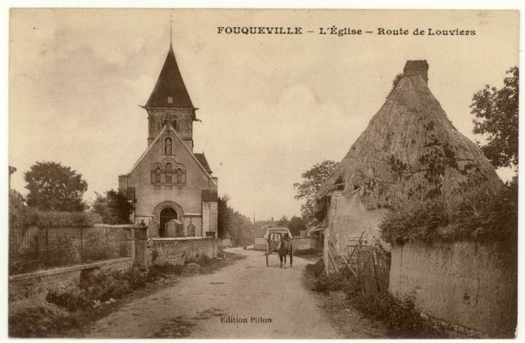 Fouqueville. L'Eglise - Route de Louviers.