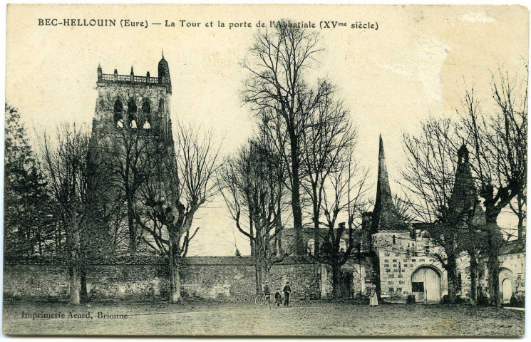 Bec-Hellouin (Le). La Tour et la porte de l'Abbatiale (XVème siècle).