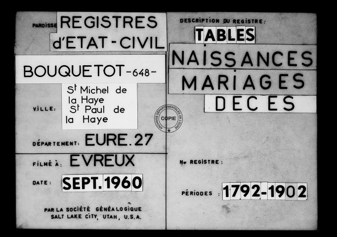 Tables (1792-1902)