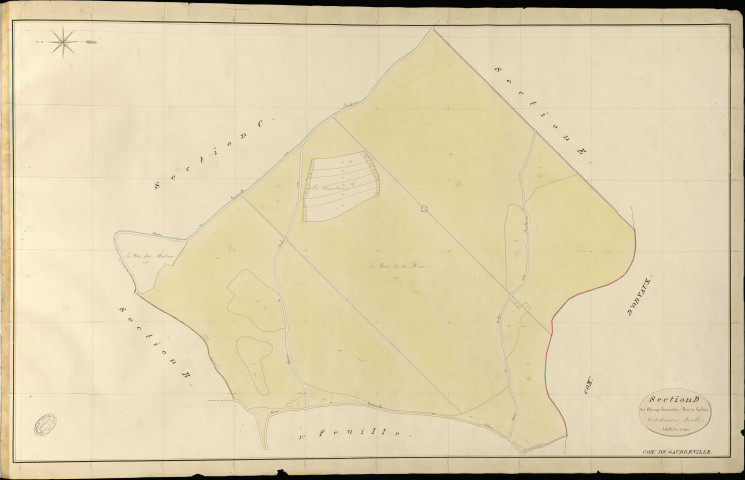 Gaudreville-la-Rivière. Section D _ des Champs Louvis et du Bois de la Haie _ 2e et dernière Feuille