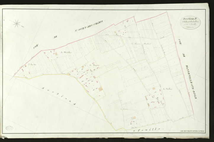 Saint-Mards-de-Blacarville. Section B _ de la ferme de la Raillerie _ 1re de 2 Feuilles