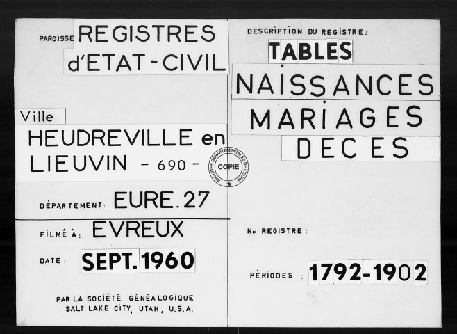 Tables (1792-1902)