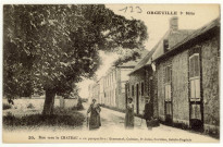 Caillouet-Orgeville. Rue vers le Château -en perspective : Economat, Cuisine, St Jules, Pavillon, Sainte- Eugénie.