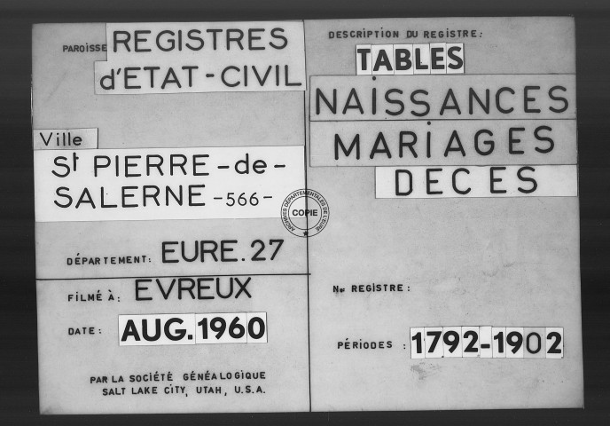 Tables (1792-1902)
