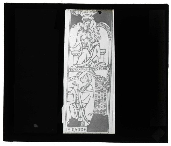 Collégiale Notre-Dame des Andelys (Eure), dessin de la pierre tombale de Richard de Saint-Laurent, doyen en 1245.