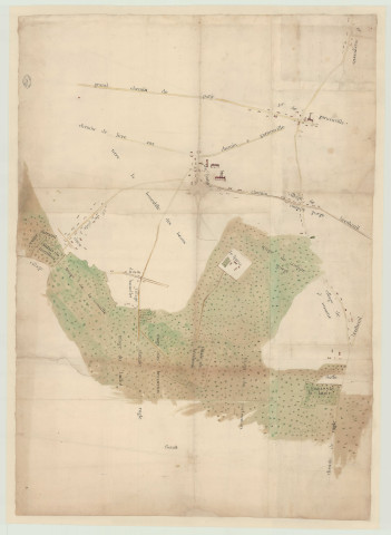 Baux-de-Breteuil (Les) - Plan de la paroisse comprenant l'église, la forêt de Breteuil, les haras et l'ermitage Sainte-Suzanne. *