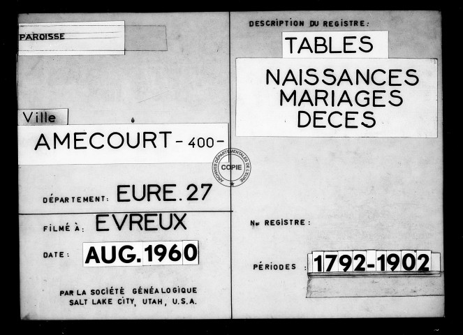 Tables (1792-1902)