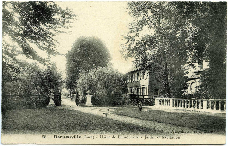 Bernouville. Usine de Bernouville - Jardin et habitation.
