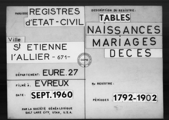 Tables (1792-1902)