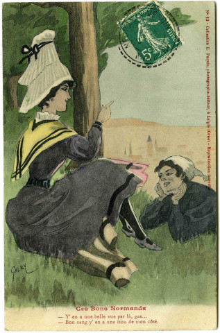 Divers. Ces Bons Normands. - Y'en a une belle vue par là, gas... Bon sang y'en a une itou de mon côté.