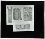 Chasuble de Saint-Patrice de Bayeux (Calvados), chasuble et étole de Saint-Mars en Mayenne, chasuble de carmélite de Bourges (Cher), parement de l'Hôtel-Dieu de Compiègne (Oise).