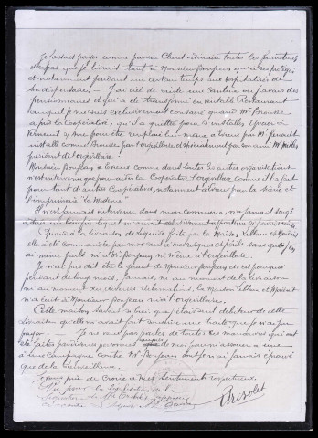 Correspondance signée de M. Tribolet, [adressée au président Bonjean à Orgeville (Eure), depuis Orgeville (Eure), en date du 22 août 1914].