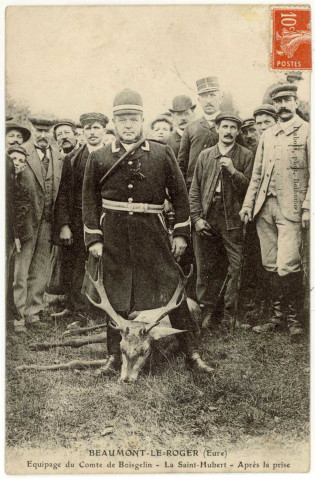 Beaumont-le-Roger. Equipage du Comte de Boisgelin- La Saint-Hubert- Après la prise.