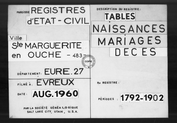 Tables (1792-1902)