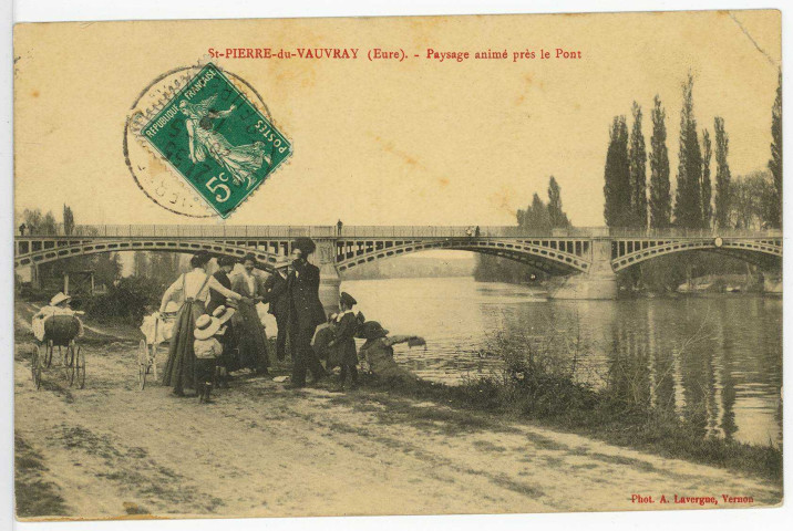 Saint-Pierre-du-Vauvray. Paysage animé près le Pont.