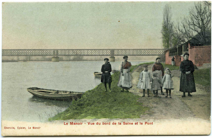 Manoir (Le). Vue du bord de la Seine et le Pont.
