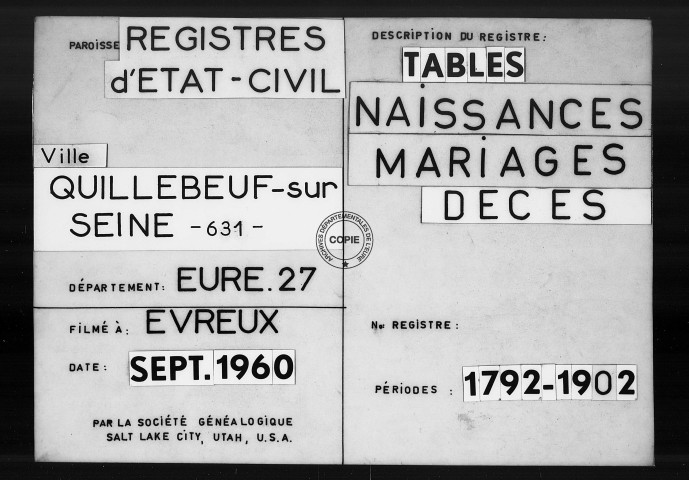 Tables (1792-1902)