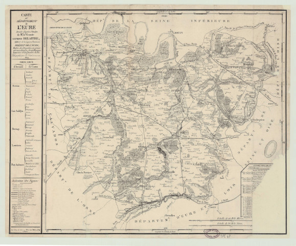 Carte du département de l'Eure dressée par ordre de Raymond Delaitre … préfet…