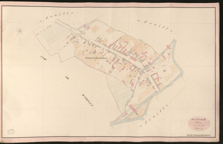 Saint-Nicolas-de-Pont-Saint-Pierre. Section B _ du Bourg _ 2e de 6 Feuilles