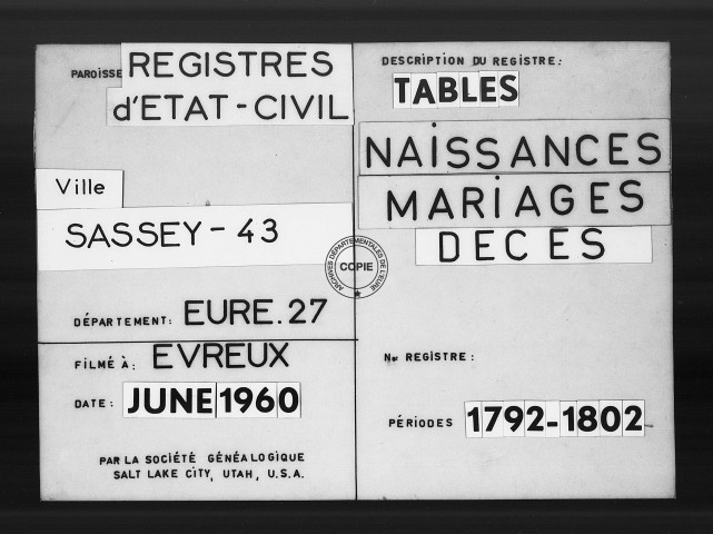 Tables (1792-1902)