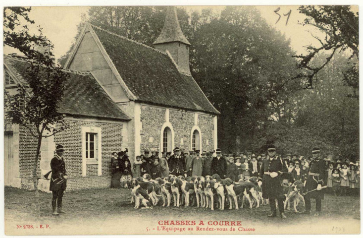 Beaumont-le-Roger. Chasses à courre - L'Equipage au Rendez-vous de Chasse.