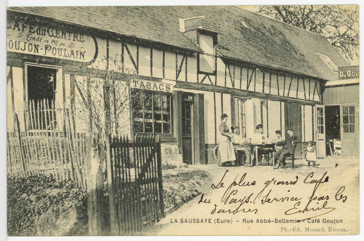Saussaye (La). Rue Abbé-Bellemin - Café Goujon.