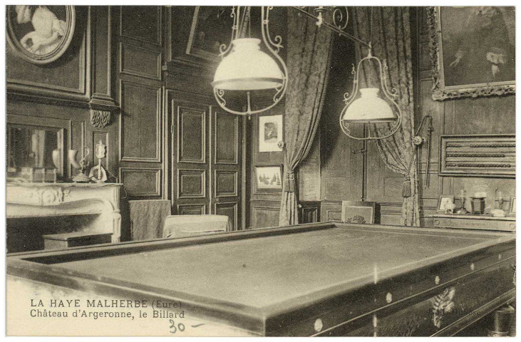 Haye-Malherbe (La). Château d'Argeronne, le Billard.