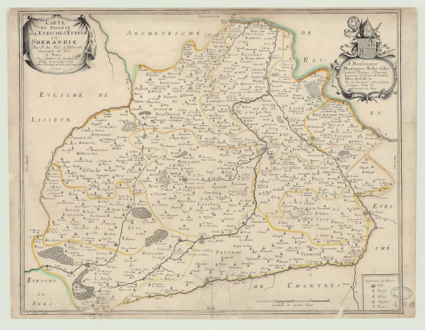 Carte du diocèse d'Évreux sous l'épiscopat de Gilles Boutault