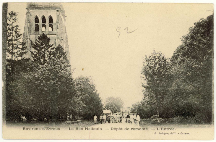 Bec-Hellouin (Le). Dépôt de remonte-L'Entrée.