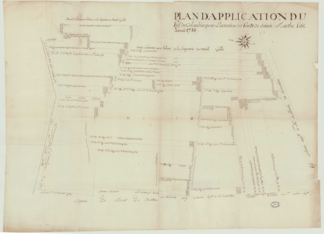 Sainte-Marthe - "Plan d'application du fief du Colombier pour l'extension des fonds de Sainte-Marthe". *