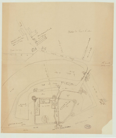 Pont-de-l'Arche _Plan du château de Pont-de-l'Arche, plan du pont et du "moulinet pour le montage des grands bateaux".