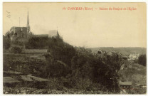 Conches-en-Ouche. Ruines du Donjon et l'Eglise.