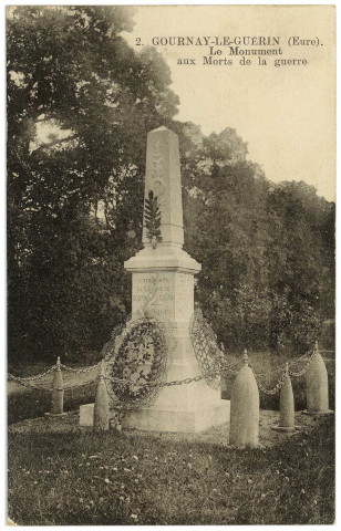 Gournay-le-Guérin. Le monument aux Morts de la guerre.
