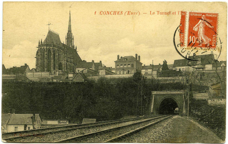 Conches-en-Ouche. Le Tunnel et L'Église.