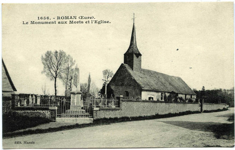 Roman. Le Monument aux Morts et L'Église.