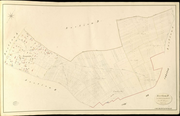 Fouqueville. Section D _ du Fonds des Onze Mares _ Feuille Unique