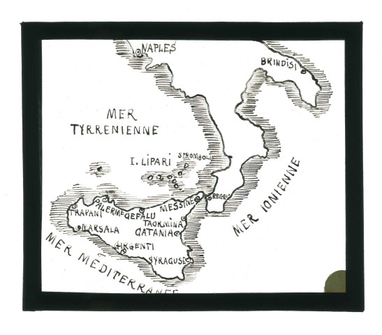 Carte au crayon de l'Italie et de la Sicile.