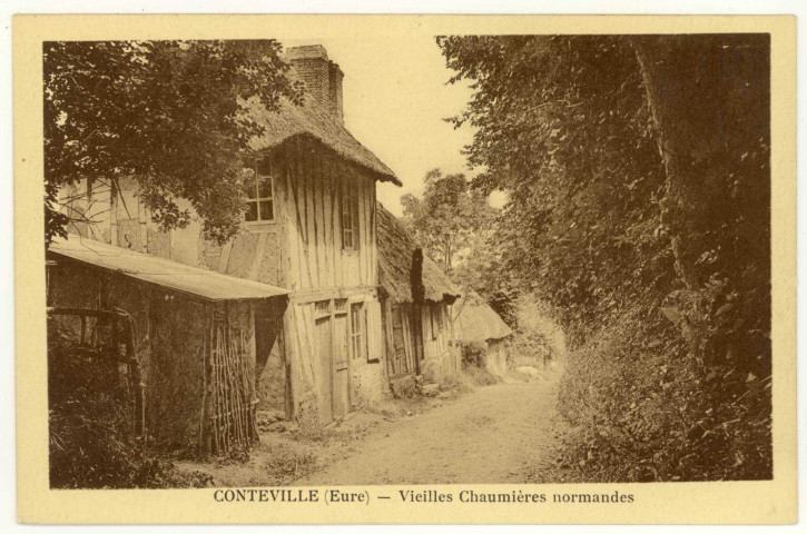 Conteville. Vieilles Chaumières normandes.