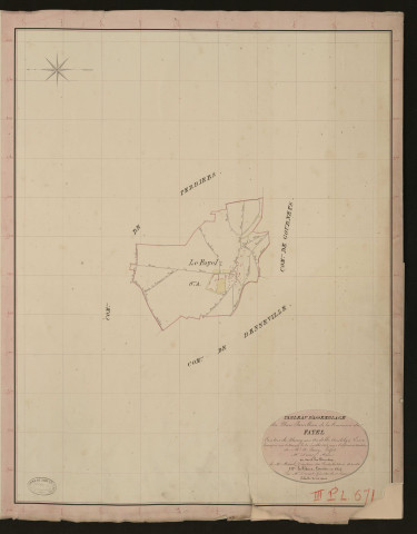 Fayel (Le). Tableau d'assemblage du Plan Parcellaire de la Commune du Fayel. _ Canton de Fleury-sur-Andelle - Andelys - Eure. _ Terminé sur le terrain le 31 juillet 1835, sous l'administration de M. A. Passy, Préfet - M. Demoy, Maire et sous la direction de M. Marel, Directeur des Contributions directes. _ M. Le Fébure, Géomètre en Chef. _ Par M. Drouet, Géomètre de 1re classe
