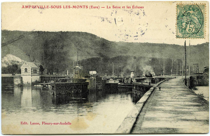 Amfreville-sous-les-Monts. La Seine et les Ecluses.