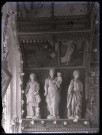 Église de Sébécourt (Eure), statues de Sainte-Véronique et de la donatrice agenouillée, de la Vierge à l'enfant et de Sainte-Suzanne.