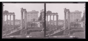 Ruines et vestiges de temple romain à Rome (Italie).